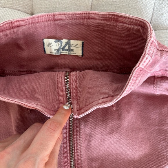 FREE PEOPLE ZIP UP HIGH WAIST PINK JEAN SKIRT - Picture 3 of 3